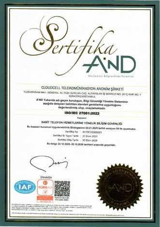 ISO 27001 Bilgi Güvenliği Yönetim Sistemi belgesi
